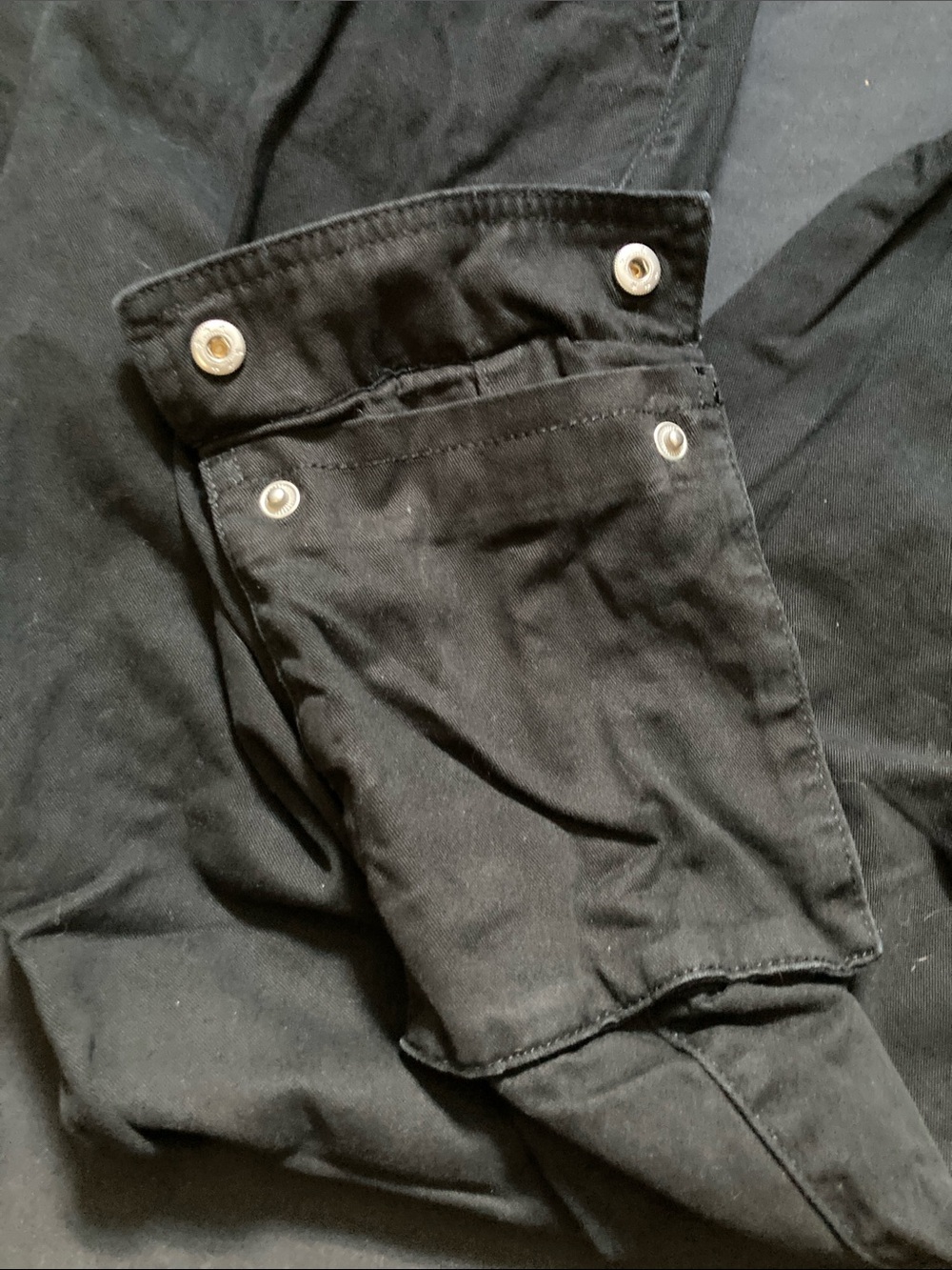 Forever 21 Black Cargo Pants Cinch Elastic Ankle Women's Utility Size Medium - Picture 9 of 11